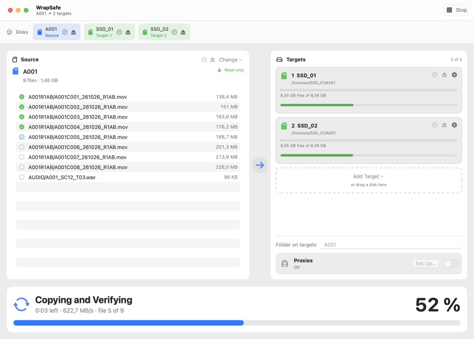 WrapSafe copying to both drives and reading every copy back